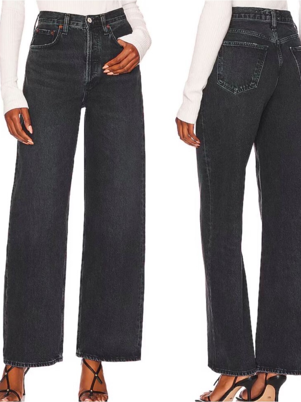 Agolde Jeans Low Slung Baggy in Black Paradox